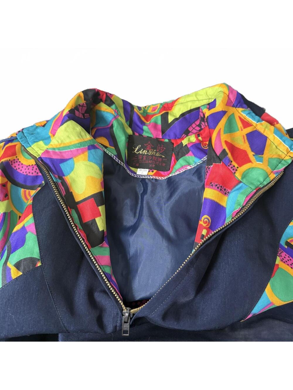 Vintage Colorblock Abstract Windbreaker Jacket L 90s Festiva - Picture 3 of 6